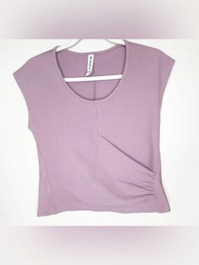 Athleta Bayview Ribbed Croped Faux Wrap Top Purple size medium